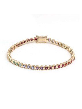 Radiant Colour 14K (Custom) Yellow Gold Gemstone Tennis Bracelet